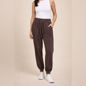 Splendid Relaxed Fit Woven Jogger Pants Women Med Brown